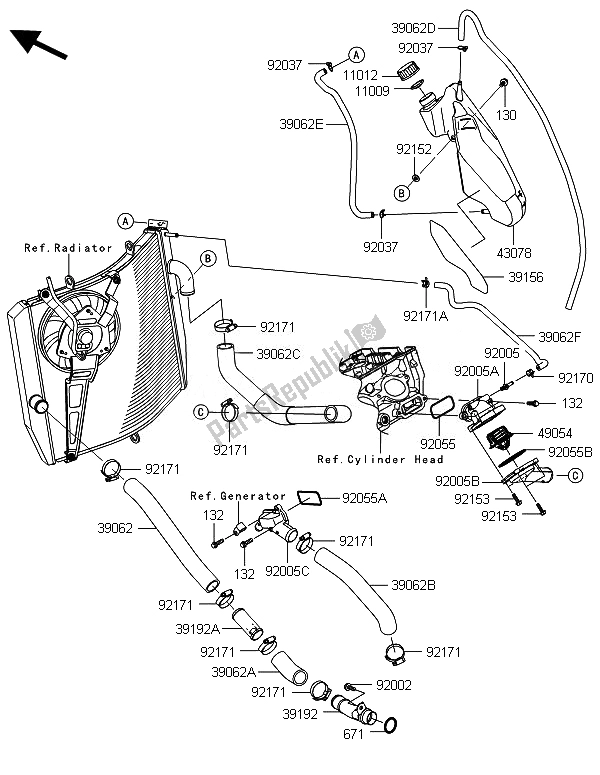 Tutte le parti per il Tubo Dell'acqua del Kawasaki Ninja ZX 10R ABS 1000 2014