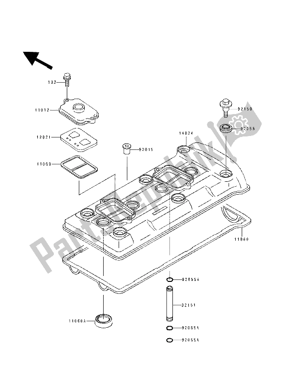 All parts for the Cylinder Head Cover of the Kawasaki ZXR 750 1994