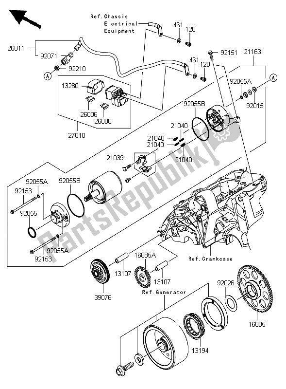 Tutte le parti per il Motorino Di Avviamento del Kawasaki ER 6F 650 2012