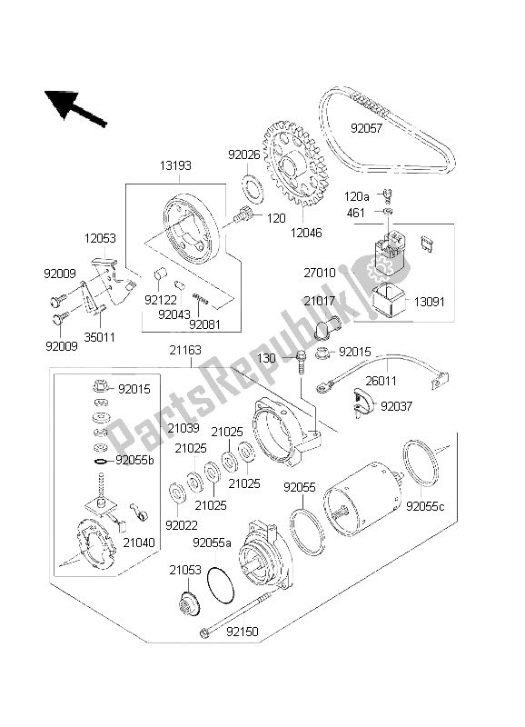 Tutte le parti per il Motorino Di Avviamento del Kawasaki EN 500 2001