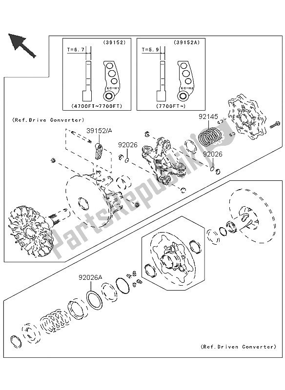 Tutte le parti per il Parti Opzionali (convertitore) del Kawasaki KVF 360 4X4 2005