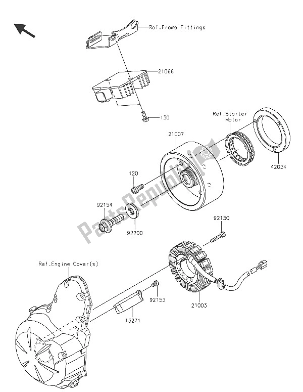 All parts for the Generator of the Kawasaki Vulcan S 650 2016