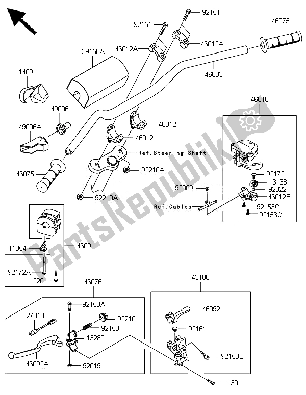 Tutte le parti per il Manubrio del Kawasaki KFX 450R 2014