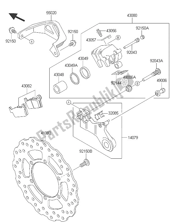 All parts for the Rear Brake of the Kawasaki KLX 250 2016