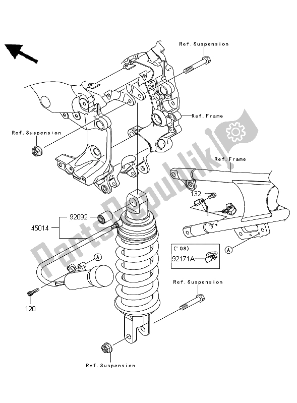 All parts for the Shock Absorber of the Kawasaki 1400 GTR 2008
