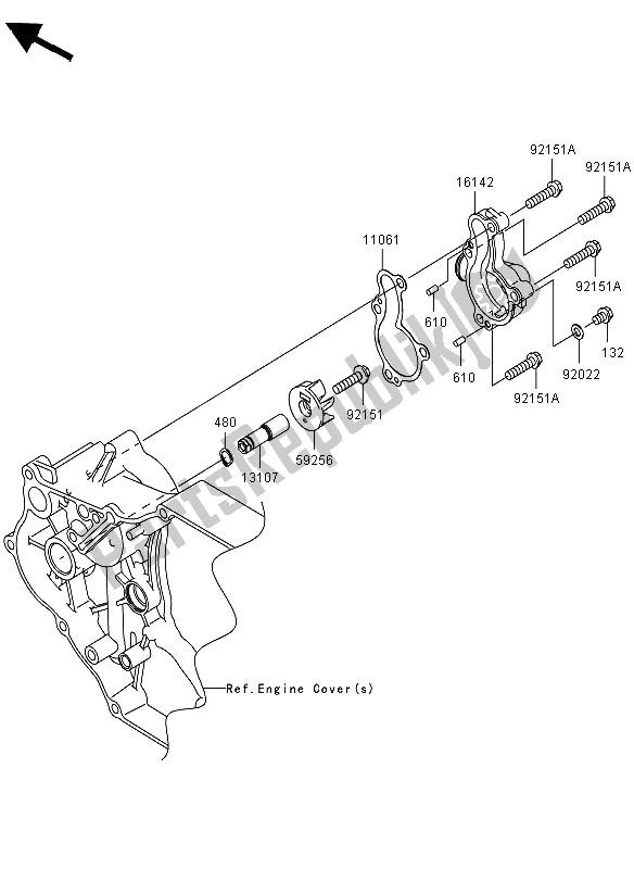 All parts for the Water Pump of the Kawasaki KFX 450R 2012