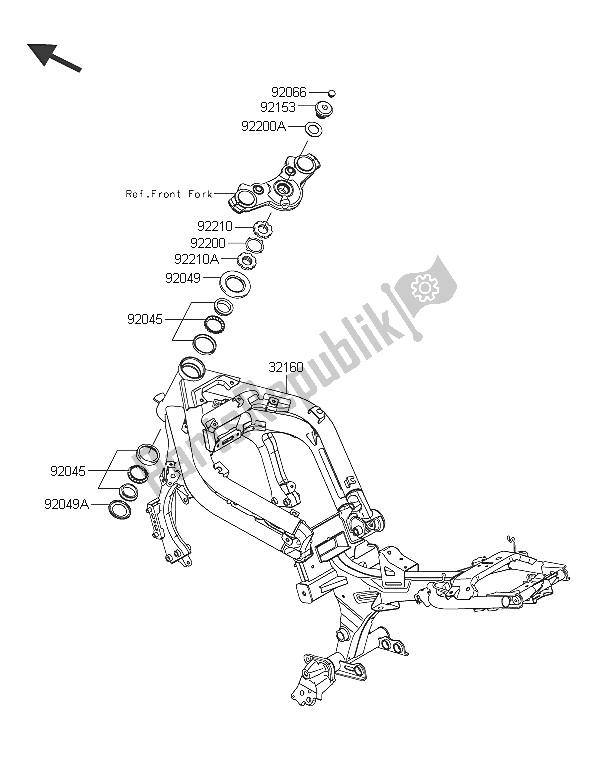 All parts for the Frame of the Kawasaki ER 6N 650 2016