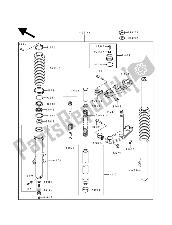 Tutte le parti per il Forcella Anteriore del Kawasaki KDX 200 1991