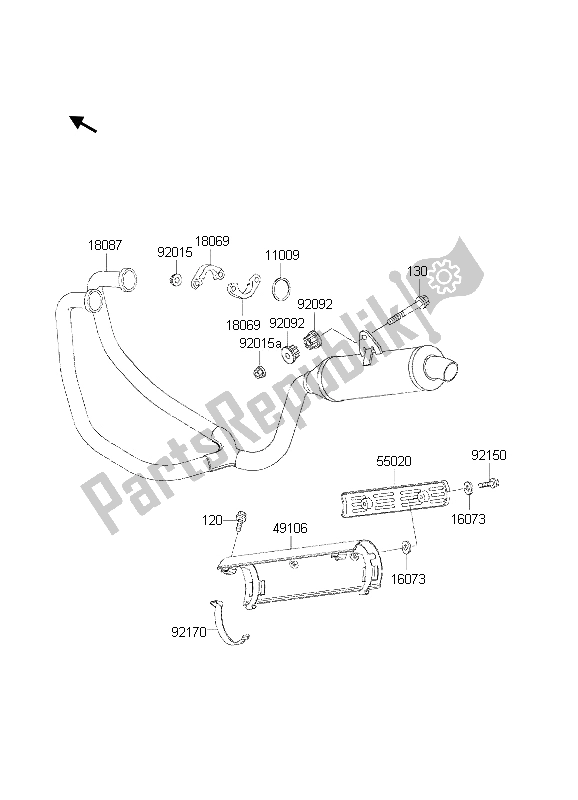 All parts for the Muffler of the Kawasaki KLE 500 2002