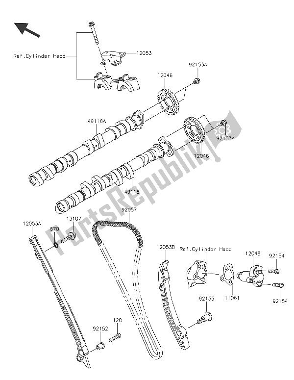 Todas las partes para árbol De Levas Y Tensor de Kawasaki Ninja H2 1000 2016