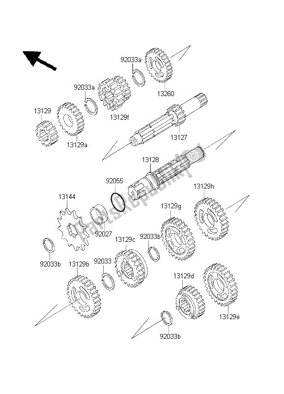 All parts for the Transmission of the Kawasaki KX 60 2003