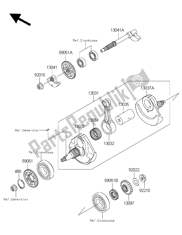 Toutes les pièces pour le Vilebrequin du Kawasaki KX 450F 2015