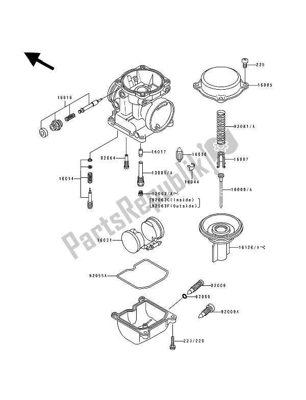 All parts for the Carburetor Parts of the Kawasaki Zephyr 550 1993