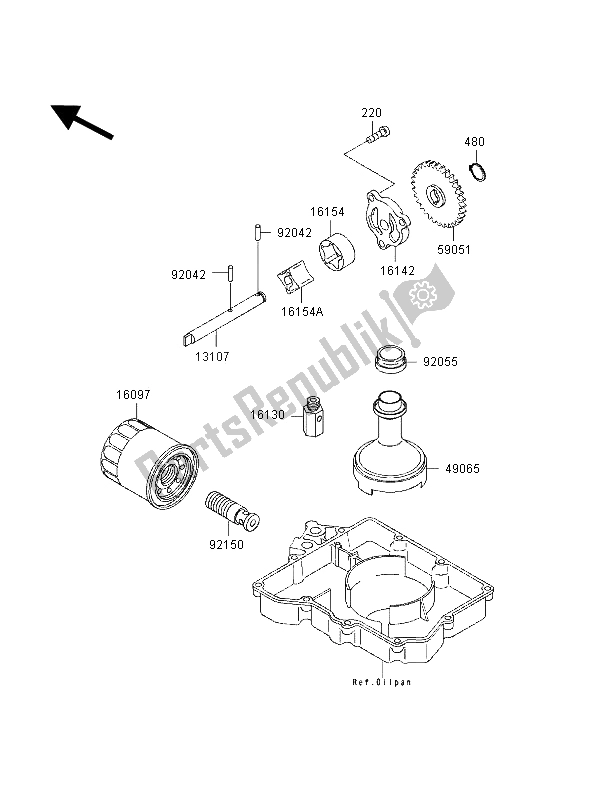 All parts for the Oil Pump of the Kawasaki ZXR 400 1998