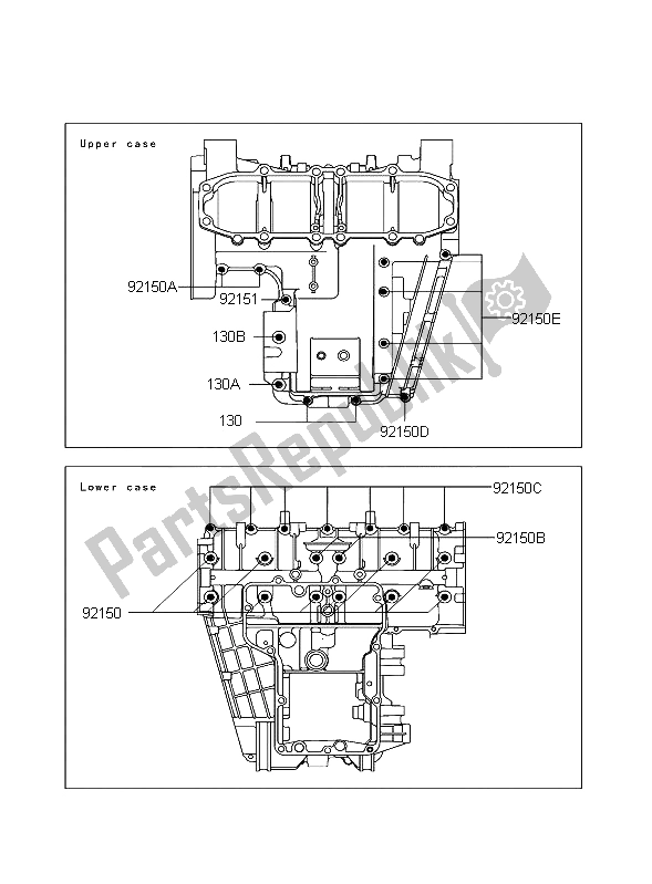 All parts for the Crankcase Bolt Pattern of the Kawasaki ZZR 600 2004