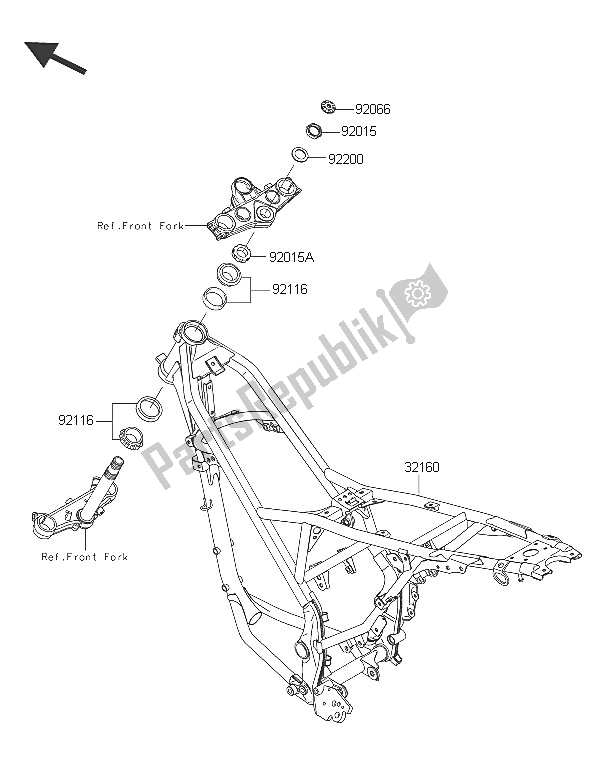 Tutte le parti per il Telaio del Kawasaki KLX 125 2016