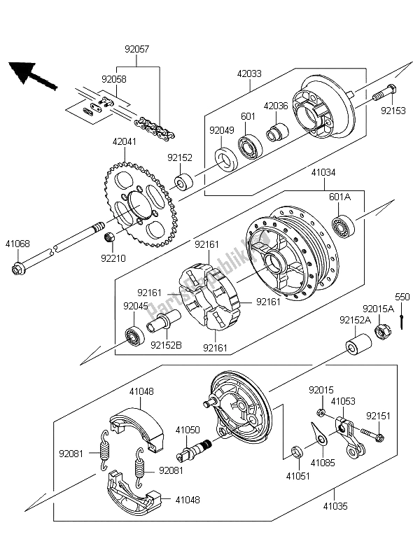 All parts for the Rear Hub of the Kawasaki KLX 110 2013