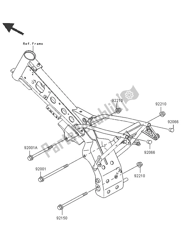 Alle onderdelen voor de Motorsteun van de Kawasaki KLX 110 2005