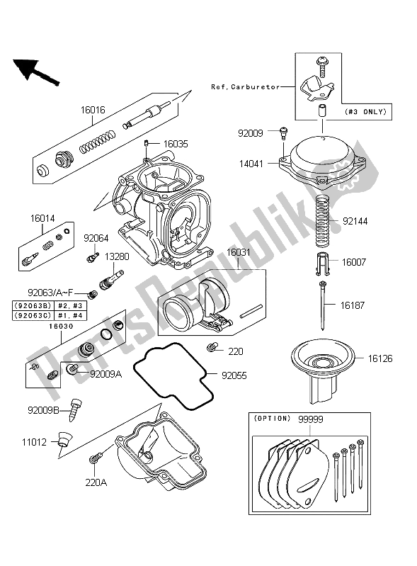 All parts for the Carburetor Parts of the Kawasaki ZZR 600 2004