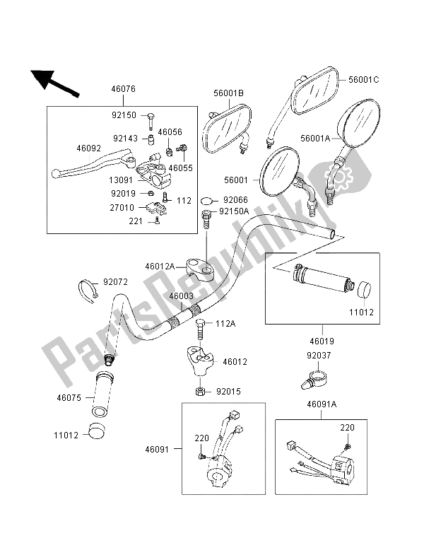 All parts for the Handlebar of the Kawasaki VN 800 1998