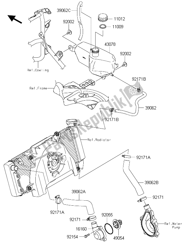 Tutte le parti per il Tubo Dell'acqua del Kawasaki Versys 650 ABS 2015