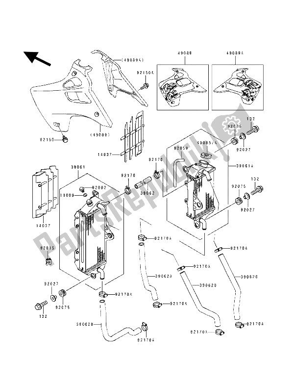 Tutte le parti per il Termosifone del Kawasaki KX 250 1993