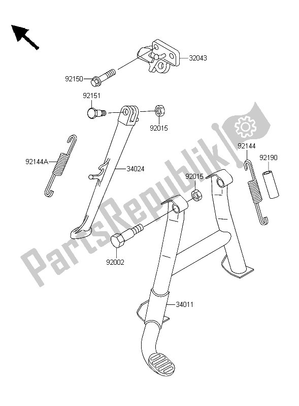 All parts for the Stand of the Kawasaki ZZR 600 2006