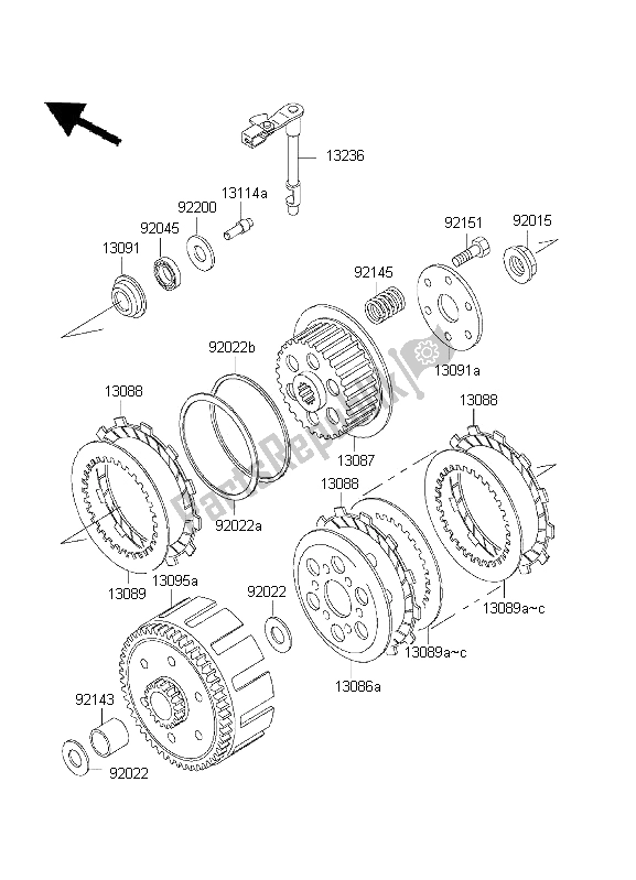 Tutte le parti per il Frizione del Kawasaki KLX 300R 2001