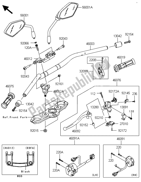 Todas las partes para Manillar de Kawasaki Z 1000 ABS 2013