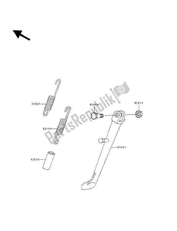 All parts for the Stand(s) of the Kawasaki EL 250D 1992