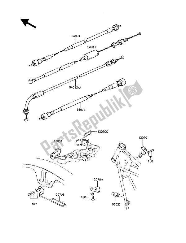 Tutte le parti per il Cavi del Kawasaki Z 1300 1988