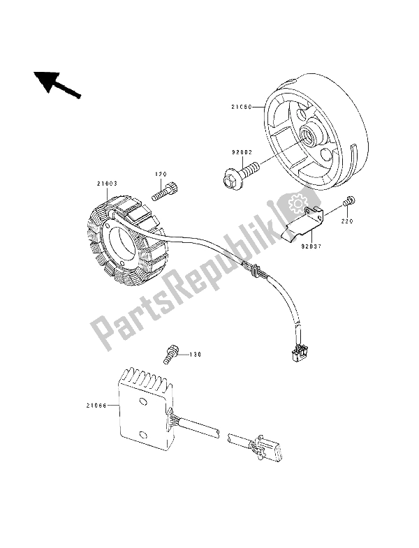 All parts for the Generator of the Kawasaki EN 500 1994