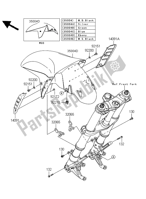 Tutte le parti per il Parafango Anteriore del Kawasaki ZZR 1400 ABS 2011