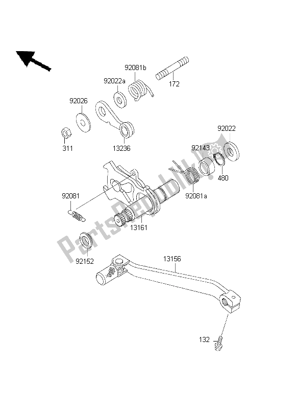 All parts for the Gear Change Mechanism of the Kawasaki KLX 300R 1999