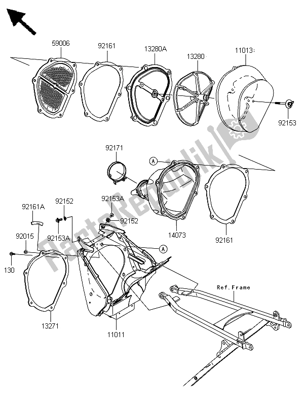 Alle onderdelen voor de Luchtfilter van de Kawasaki KX 450F 2008