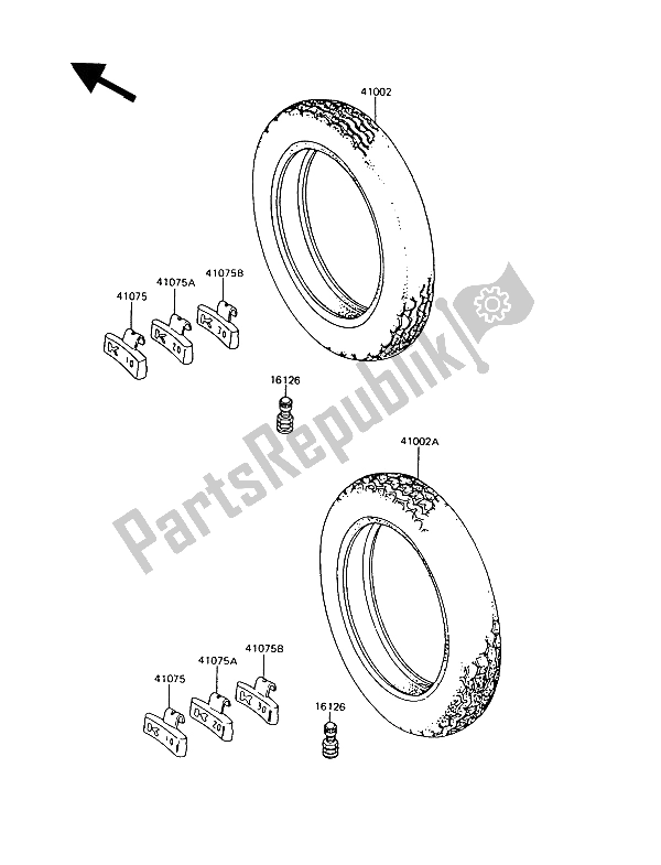 Todas as partes de Pneus do Kawasaki GT 550 1994