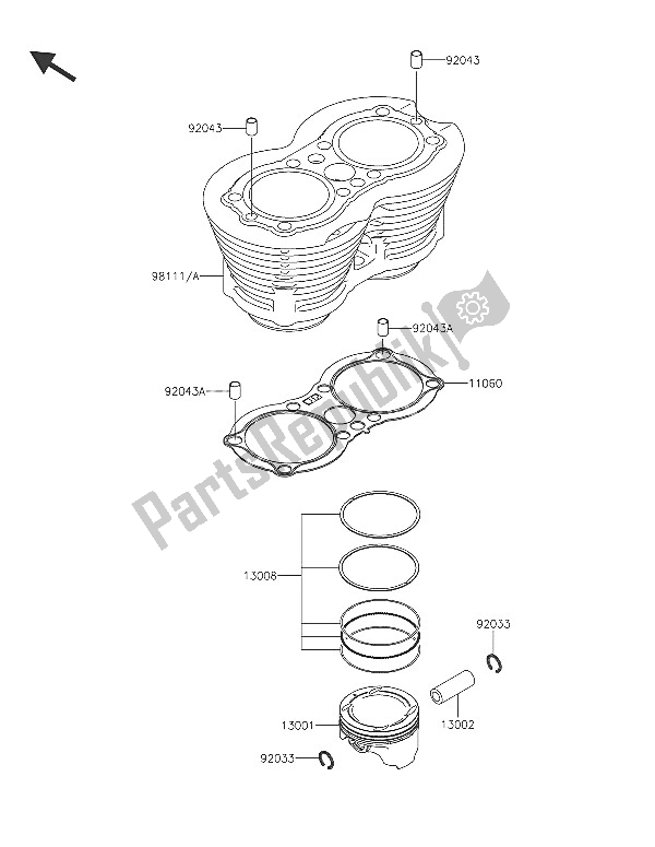 Tutte le parti per il Cilindro E Pistone del Kawasaki W 800 2016