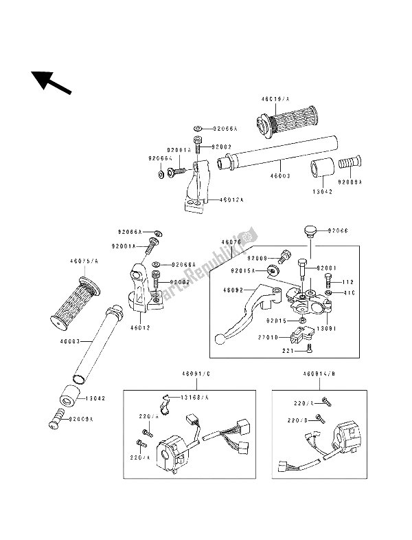 Todas las partes para Manillar de Kawasaki ZZ R 250 1994