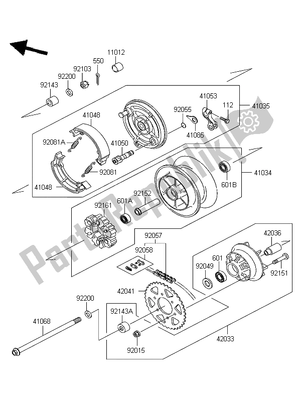 Tutte le parti per il Mozzo Posteriore del Kawasaki Eliminator 125 2003