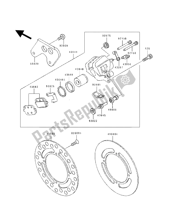 All parts for the Rear Brake of the Kawasaki KX 100 1992