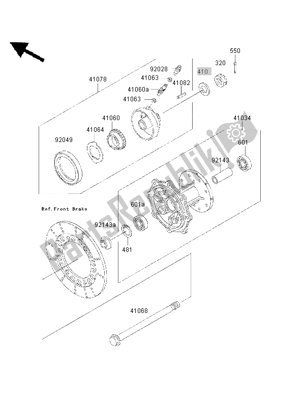 All parts for the Front Hub of the Kawasaki KMX 125 1999