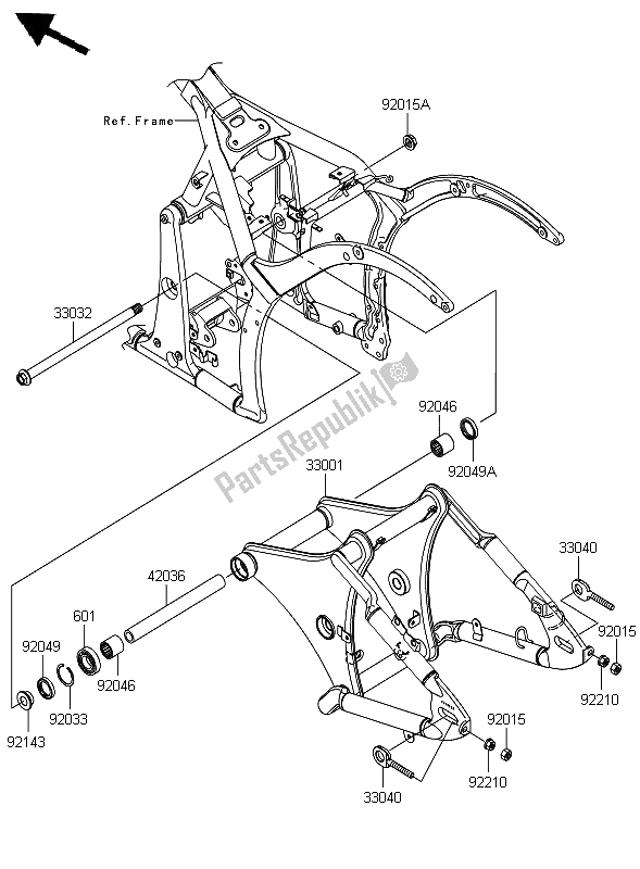 All parts for the Swingarm of the Kawasaki VN 900 Custom 2012