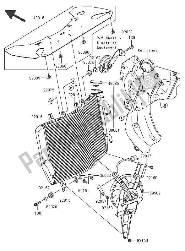Todas as partes de Radiador do Kawasaki Ninja ZX 6 RR 600 2005