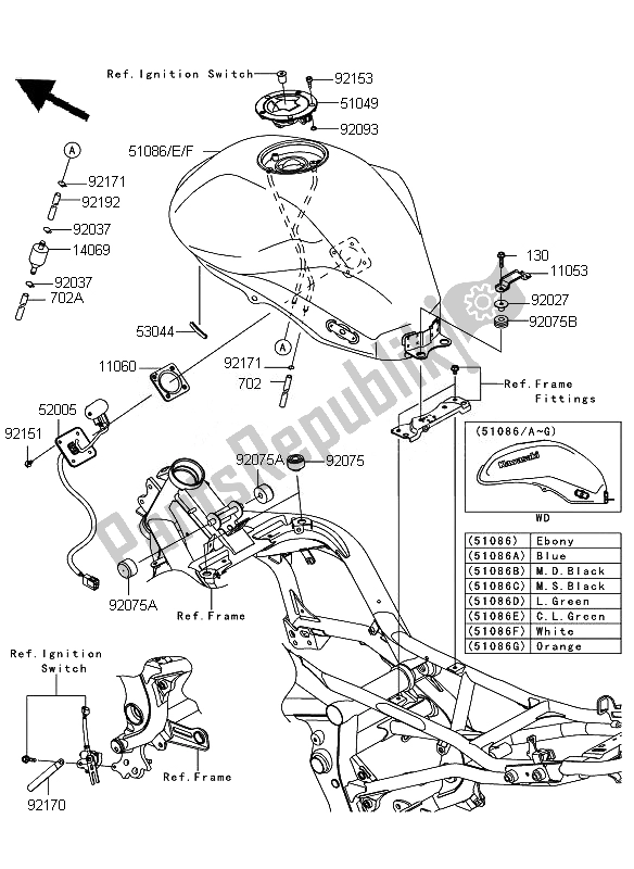 Todas las partes para Depósito De Combustible de Kawasaki ER 6F ABS 650 2010