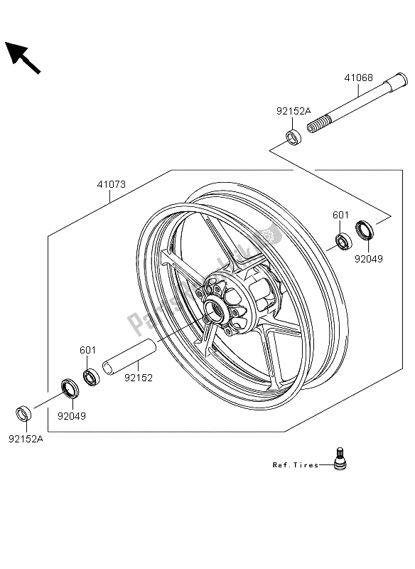 Tutte le parti per il Mozzo Anteriore del Kawasaki Versys ABS 650 2013