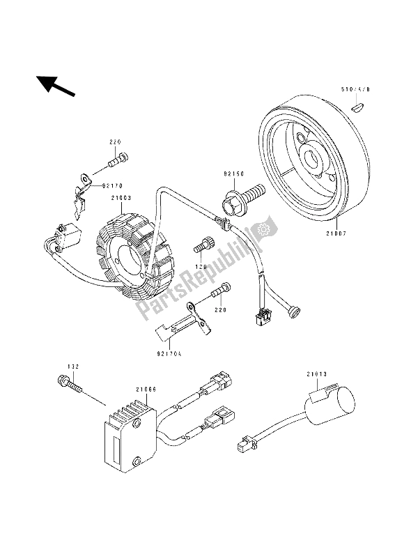 Tutte le parti per il Generatore del Kawasaki KLX 250 1994