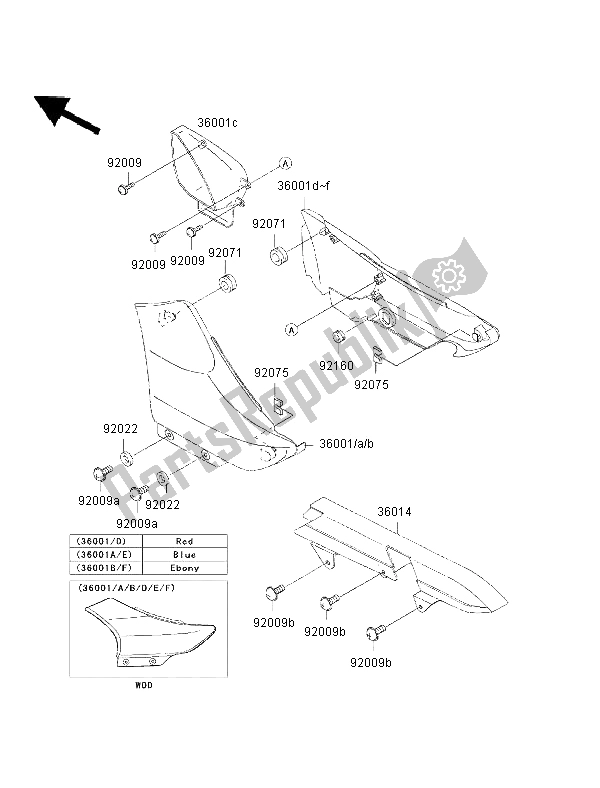 All parts for the Side Covers & Chain Cover of the Kawasaki Eliminator 125 2002