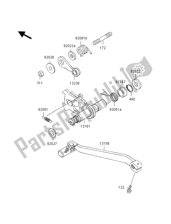 All parts for the Gear Change Mechanism of the Kawasaki KLX 250R 1996