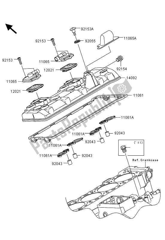 All parts for the Cylinder Head Cover of the Kawasaki Ninja ZX 10R ABS 1000 2013