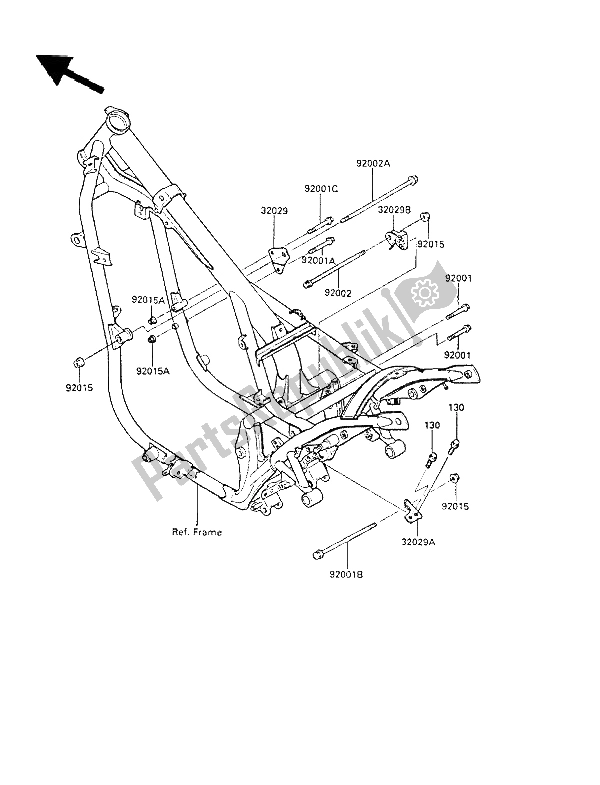 Tutte le parti per il Montaggi Della Struttura del Kawasaki LTD 450 1985